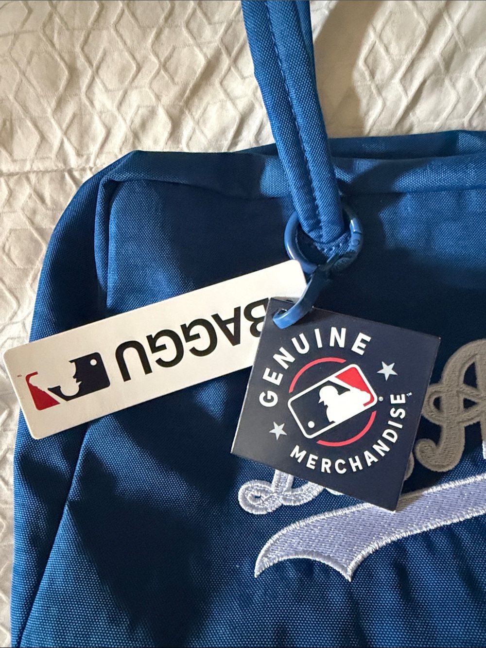 NWT Baggu Blue 'Los Angeles' Dodgers Bowler Bag - Picture 2 of 9